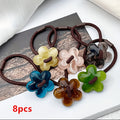 6pcs/9pcs/3pcs/12pcs/8pcs Pieces of Early Spring Flower Hair Rings, Mixed Color Hair Rings, High Elastic Hair Bands, Flower Hair Accessories, Sweet and Cute, Hairband Head, Suitable for Ponytails and Buns