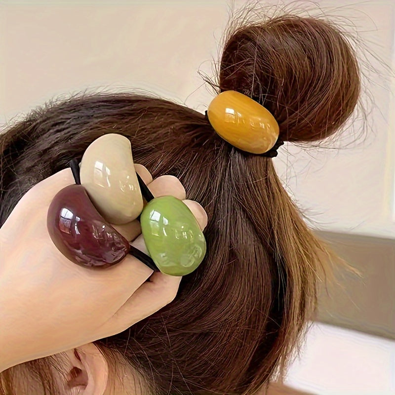 7pcs Set Mixed Color High Elastic Simple Hair Ring, Candy Color Acrylic Hair Accessories, French Elegant Design, Cute Headband with Rubber Band
