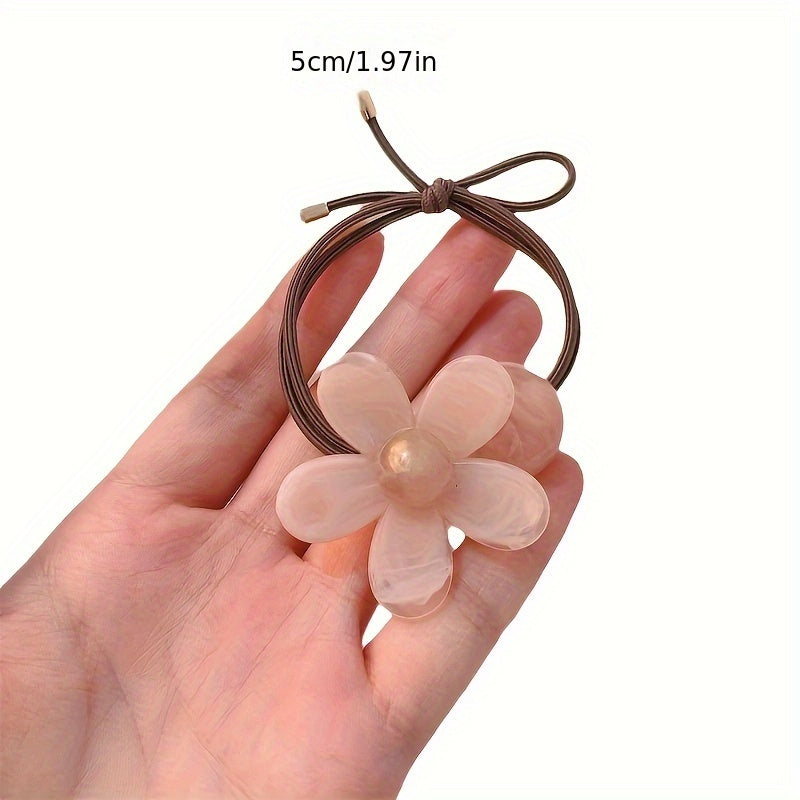 Jelly Color Cute Flower Hair Tie Tying Hair Rope High Elastic Ponytail Hair Circle Versatile Hair Rope Hair Additions